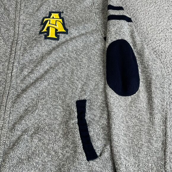 North Carolina AT&T Aggies Sweater Mens L Cardigan Full Zip Varsity Elbow Patch - Picture 2 of 12